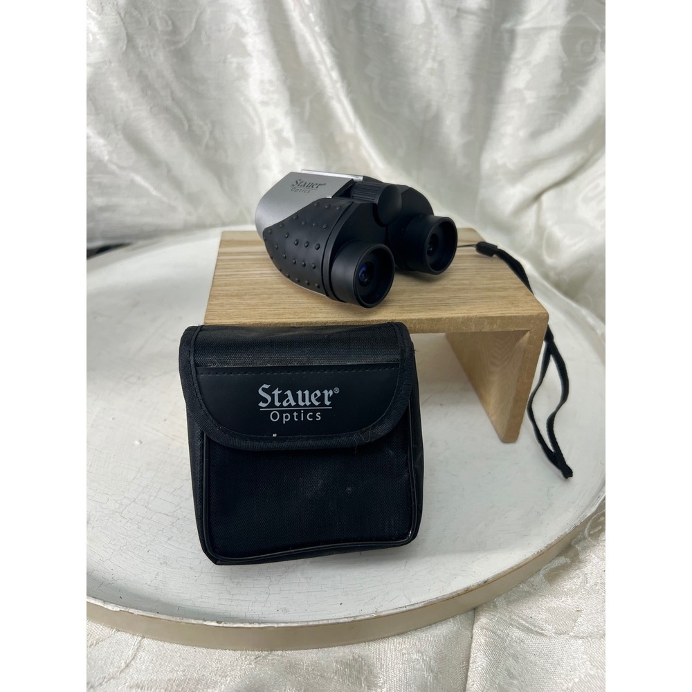 Stauer Optics 8x21 Compact Binoculars Silver Black with Case 128m/1000m